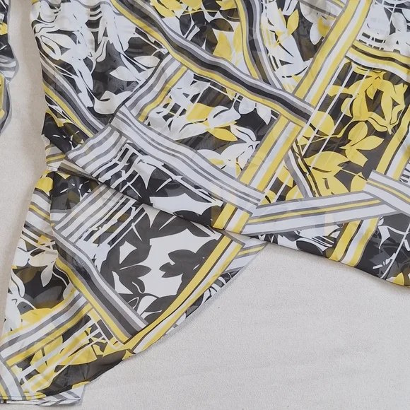 Tanjay Yellow Black Semi Sheer Blouse, Large - Picture 4 of 10